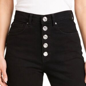 WEWOREWHAT Danielle Jeans Crystal Button Up Black Size 25 NWT